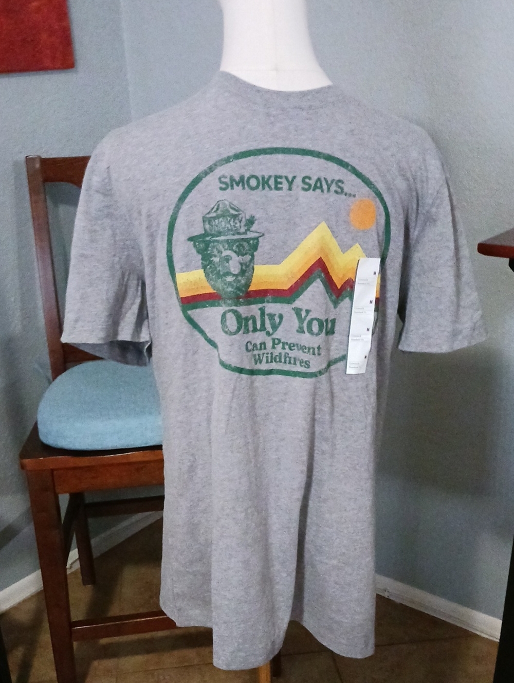 NEW!! Goodfellow- Smokey Says 'Only You' Graphic Tee - Gray Heather